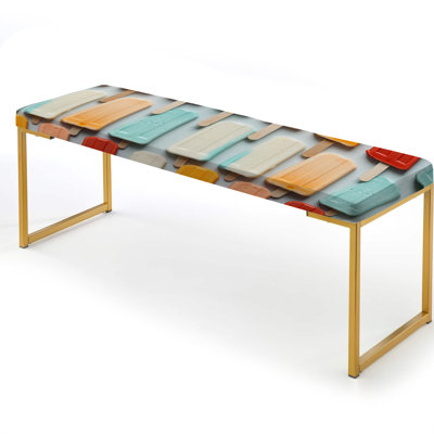 Poupart Popsicle Parade - Abstract Upholstered Gold Bench