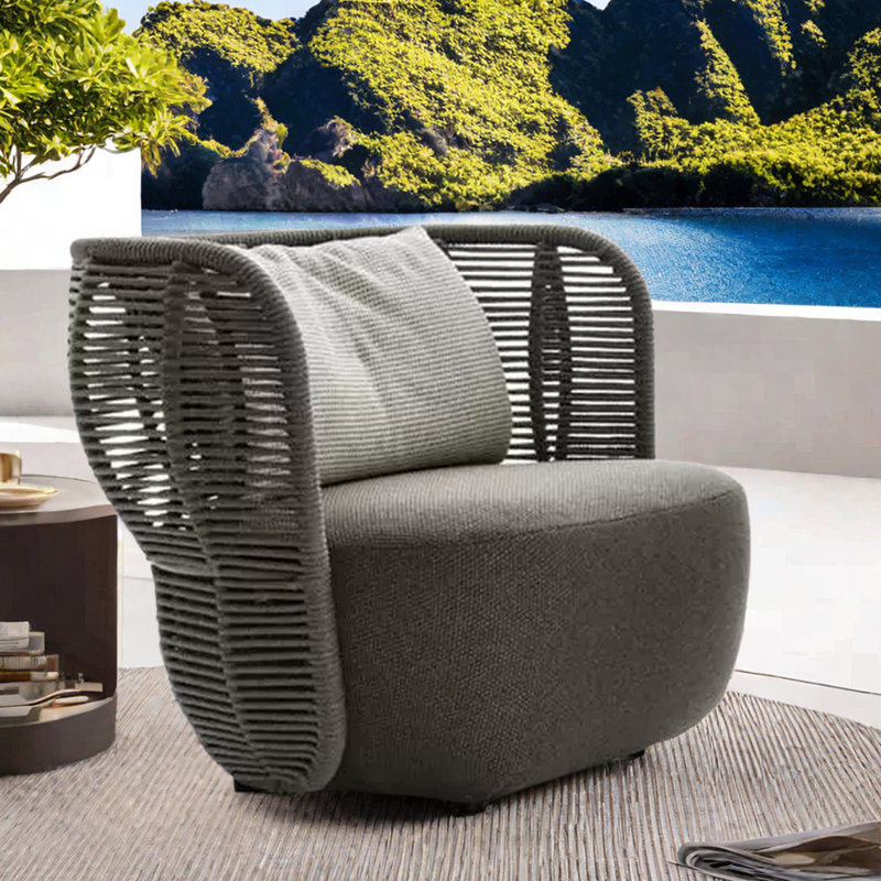 Chaise longue d'extérieur en tissu tressé