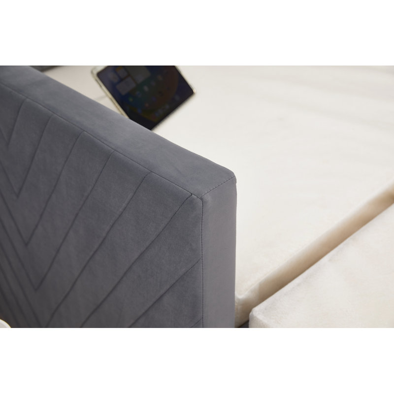 Twin Size Upholstered Daybed with Trundle, Gray