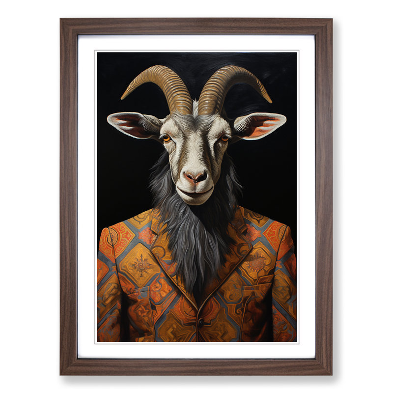 Goat Hard Edge Painting No.2 - Framed Print, Walnut, 46cm H x 34cm W x 2cm D