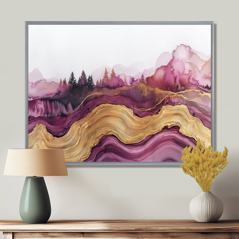 Mylah - Vineyard, art mural sur toile, H 12 po x l 20 po, Reproduction avec cadre flottant, Argent argent