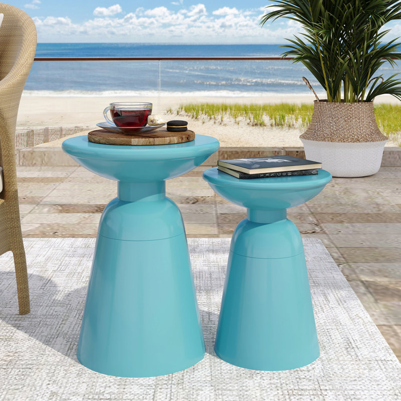 Ensemble de 2 tables d'appoint en fer Serenita, Bleu sarcelle