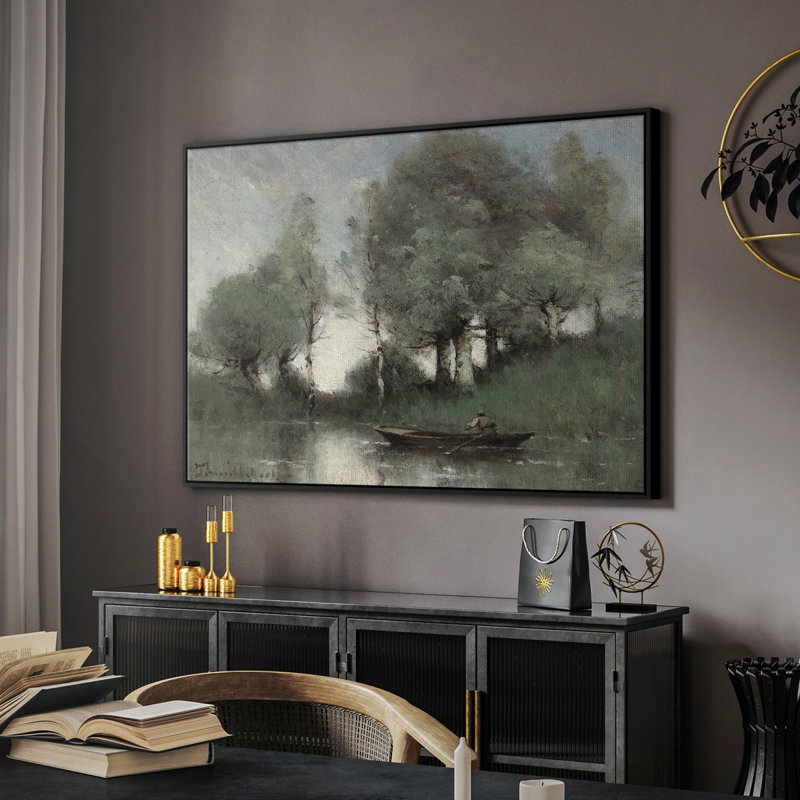 Paysage rétro-XXL III, H 27 po x l 41 po x P 2 po, Toile avec cadre flottant noir