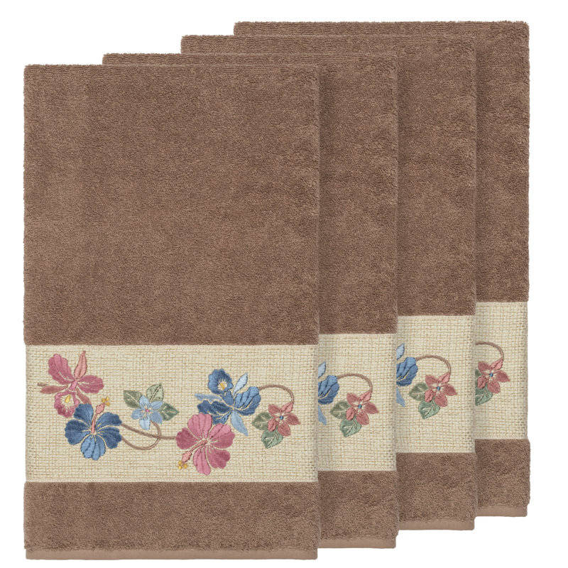 Ensemble de serviettes de bain en coton turc 4 pièces Caroline, Latte