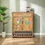 Chinese Painted Solid Wood Shoe Cabinet 16 Pair Solid Wood Shoe Storage Cabinet