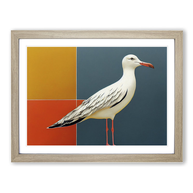 Seagull - Framed Print, 25cm H x 34cm W, Oak Framed
