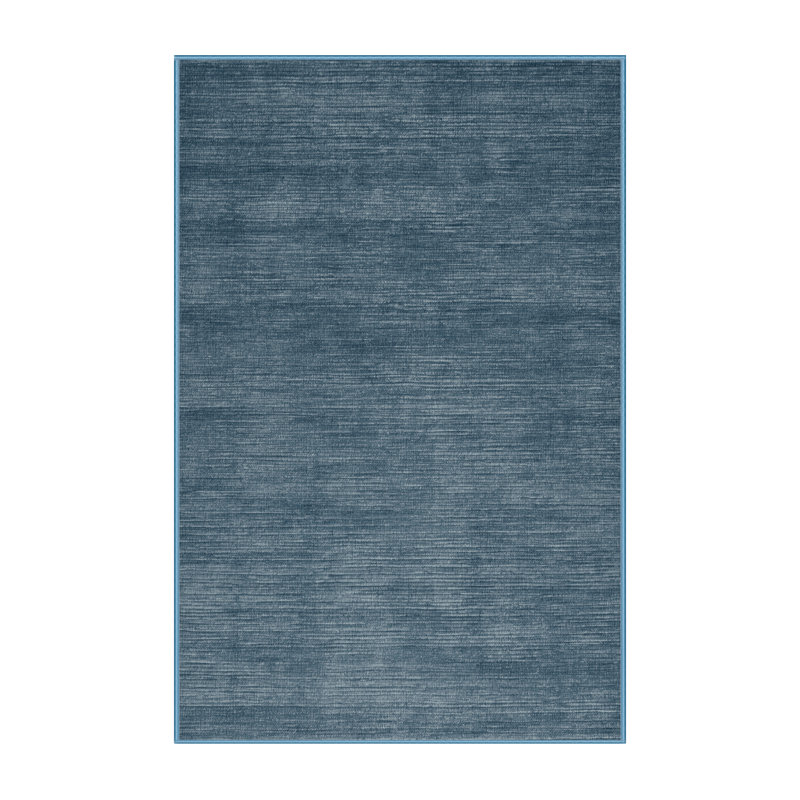 Tapis bleu uni lavable à la machine, Rectangulaire 8 pi x 12 pi