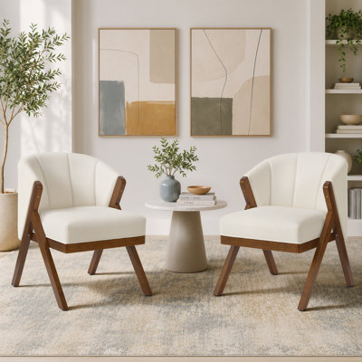 Chaise d'appoint rembourrée avec pieds en bois en forme de Y (ensemble de 2)