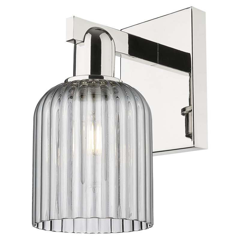 Downtown Urban - Franklin - 1 Light 5" Wall-mounted Sconce - Deco Swirl Shade, Polished Nickel, Light Smoke