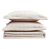Box-Stitched Two Toned Reversible Quilt Set with Shams