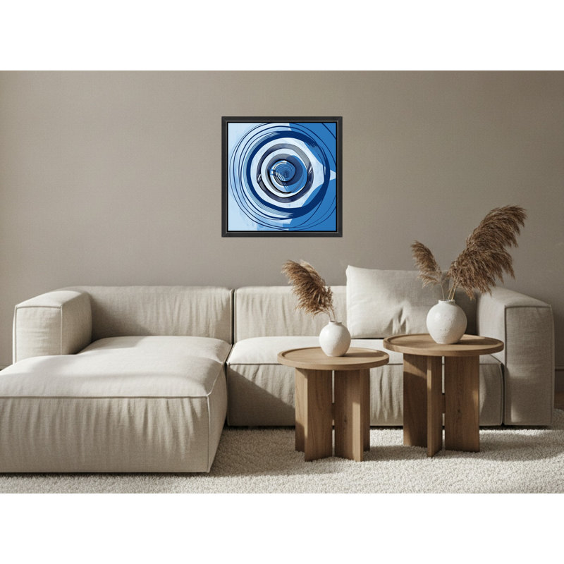 «Blue Abstract Spirals», art mural sur toile encadrée, Brown, 24" H x 24" W