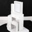 Table de meuble-lavabo blanche à gauche, avec miroir à DEL tactile, luminosité réglable et 3 options de couleur, tabouret rembourré inclus, convient aux petites pièces et