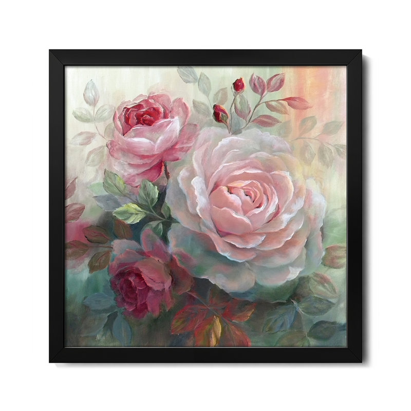 «White Roses II», affiche encadrée de qualité supérieure par Nan, H 16 po x l 16 po