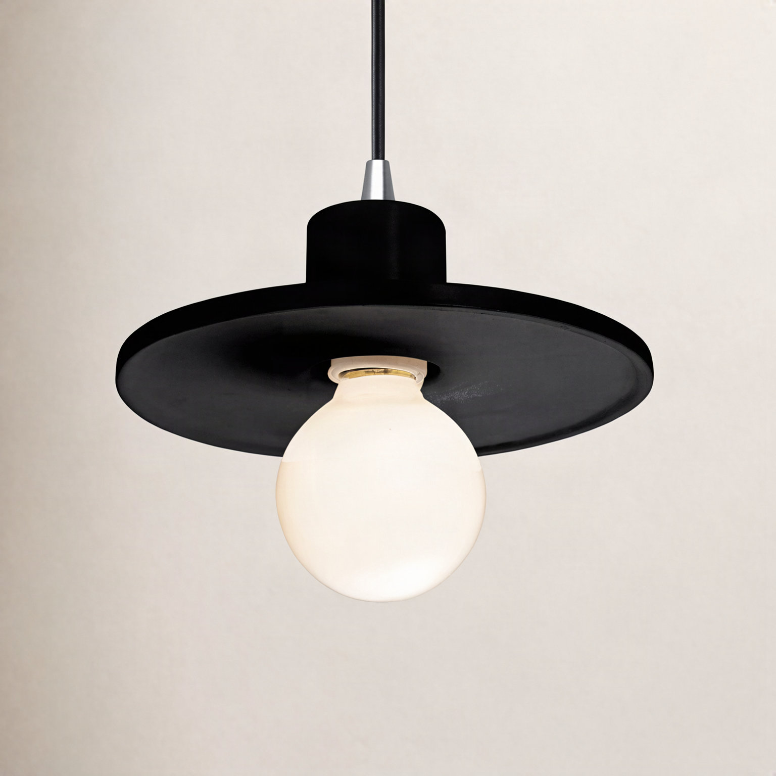 Marlena Dimmable Single Light Pendant, Gloss Black, Polished Chrome