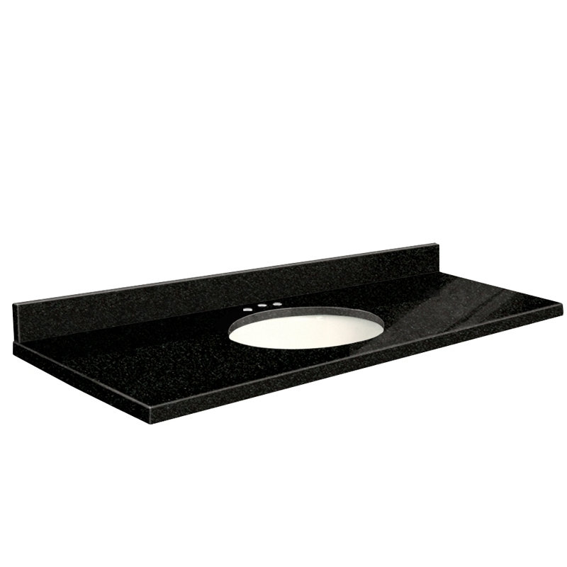 Dessus de salle de bain simple 61 po meuble-lavabo, Décalé de 8 po, Blanc, Vert Uba