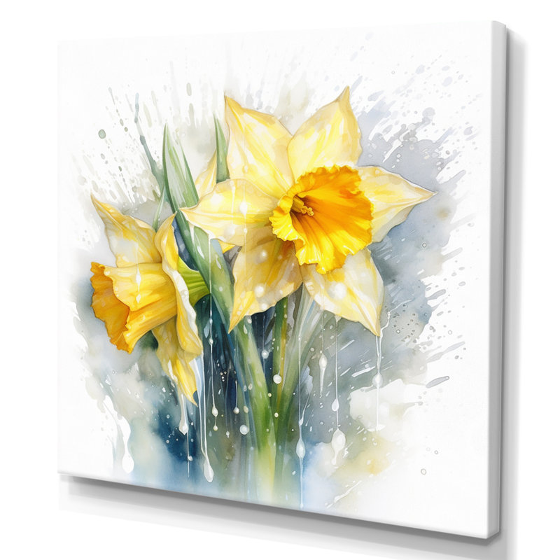 «Yellow Yellow Daffodils Natures Impression I» sur toile, H 16 po x l 16 po x P 1 po, Toile tendue