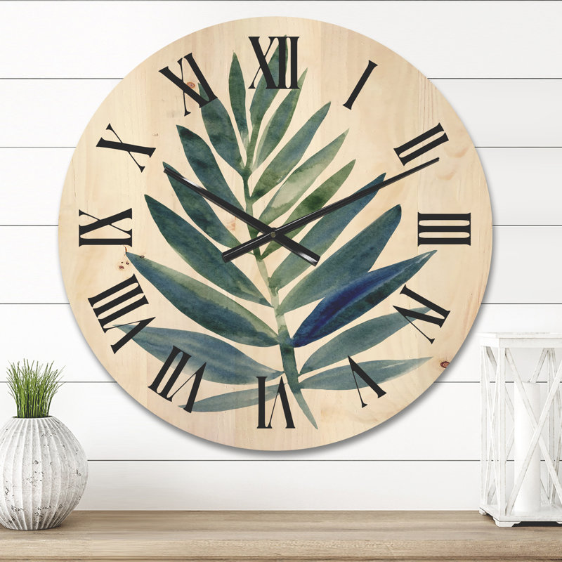Horloge murale tropicale à feuilles vertes tropicales, Moyen