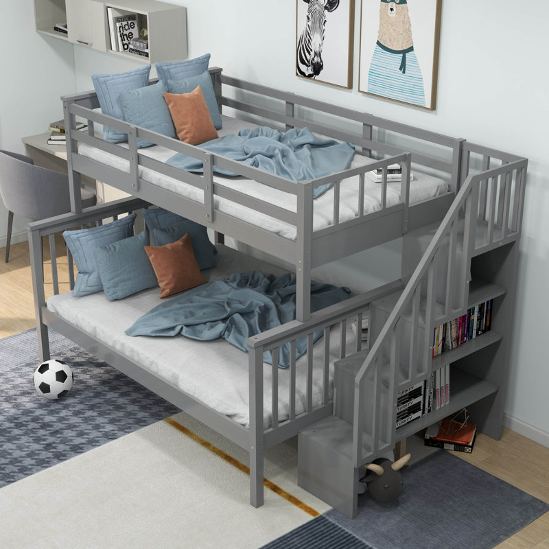 Demi-Jay Kids Twin Over Full Bunk Bed, Gray