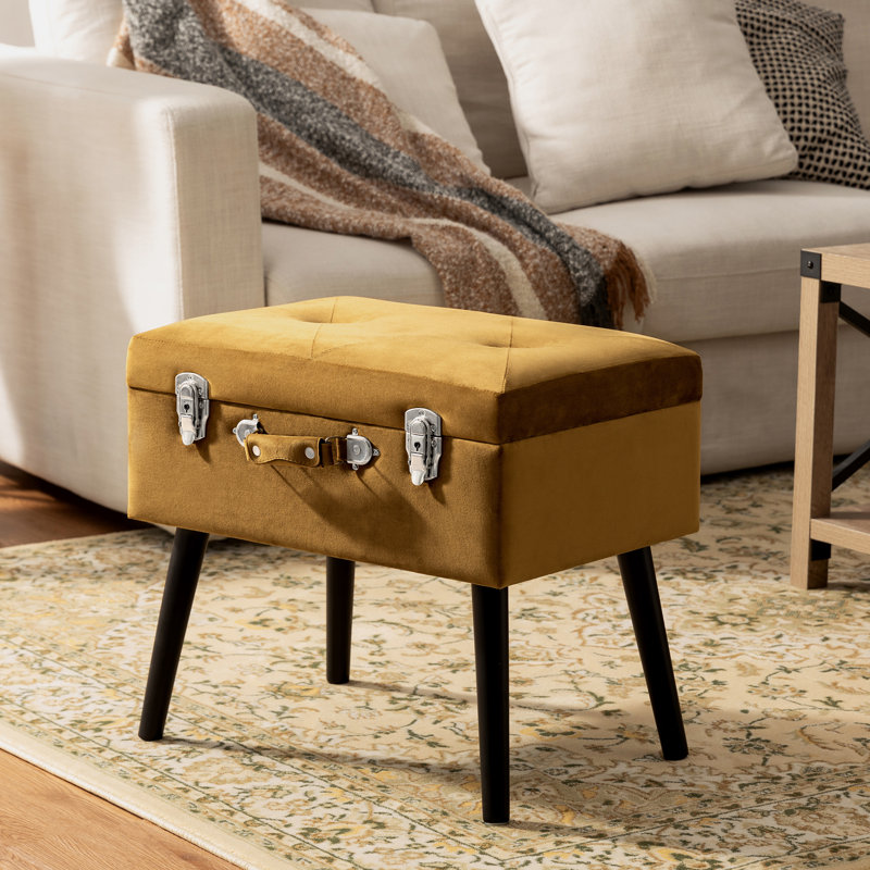 Tabouret de coiffeuse en bois massif Coleridge, Brun / noir