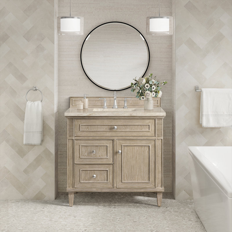 Lorelai 36'' W Single Vanity, Whitewashed Oak, Tajnar Eclos, 8" Widespread