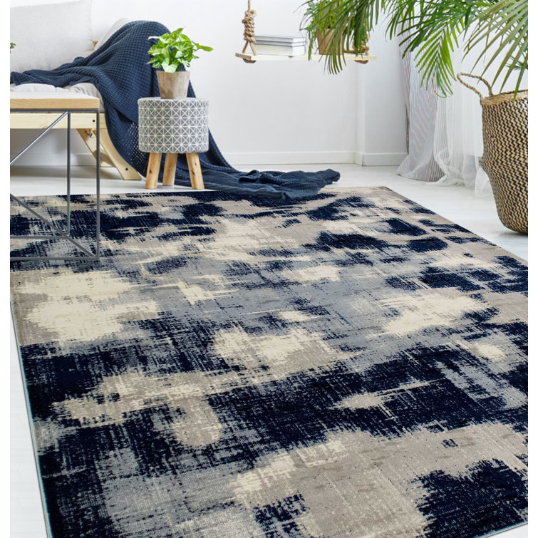 Kelson Abstract Area Rug in Navy/Beige