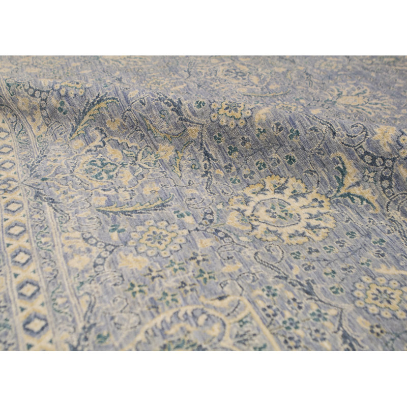 Wool Oriental Area Rug in Light Blue