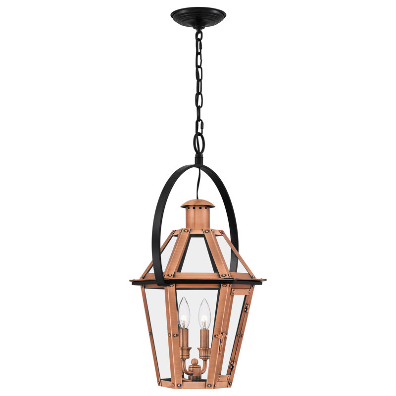 Aged Copper and Clear Glass 24" Indoor/Outdoor Pendant Light