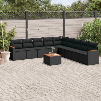  Ensemble de canapé de jardin noir