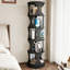 Bibliothèque rotative noire en bois massif moderne
