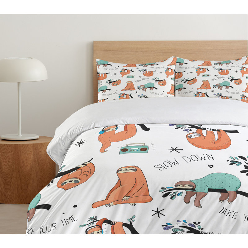 Sloth Eclectic Polyester Duvet Cover, Twin