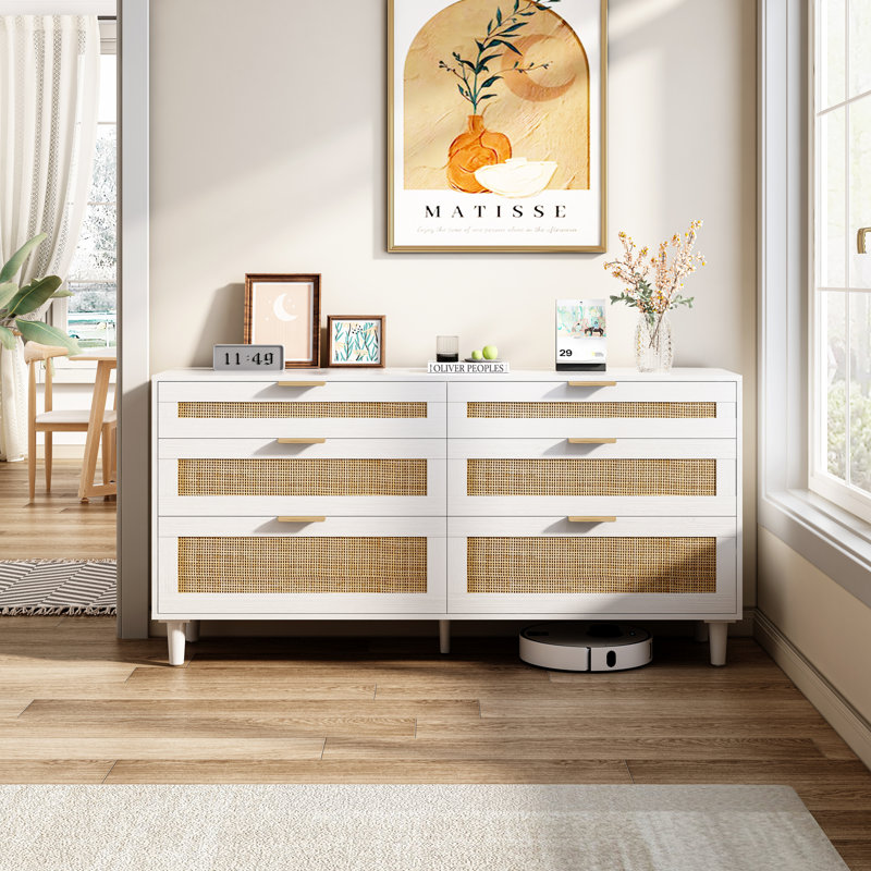 Storage Cabinet, White/Natural 2, 29.53" H x 59.06" W x 15.75" D