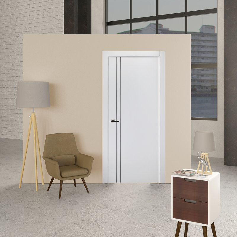 79.375'' Solid + Manufactured Wood Flush Painted without Installation Hardware Kit Slab Door, 30" X 80"