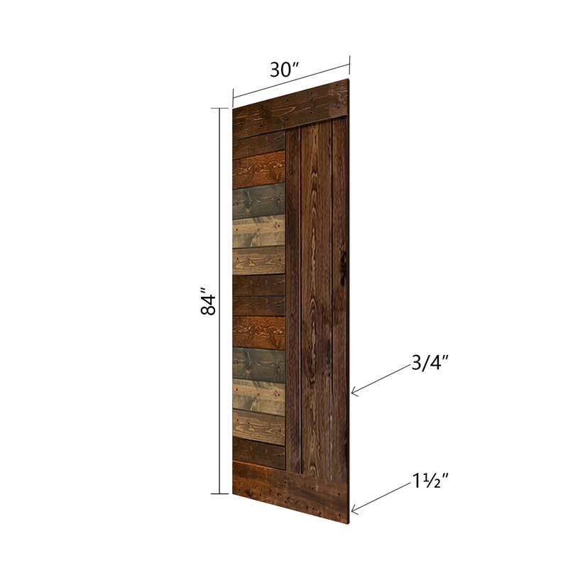 Multicolor Solid Knotty Pine Sliding Barn Door Kit with Black Hardware
