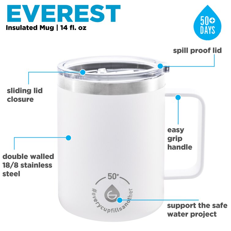 Grosche Everest Insulated Stainless Steel Travel Mug, White