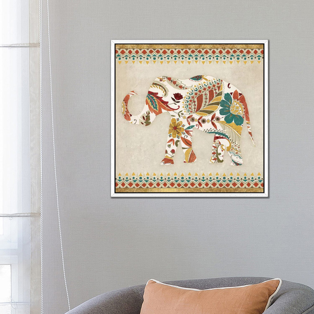 Boho Elephant II von Wild Apple Portfolio - Galerie- Giclée auf Leinwand