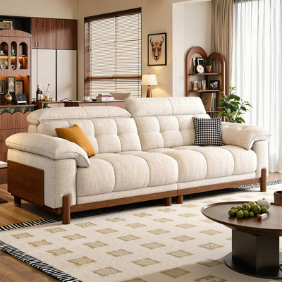 Beige Chenille Modular Sofa cushion Loveseat