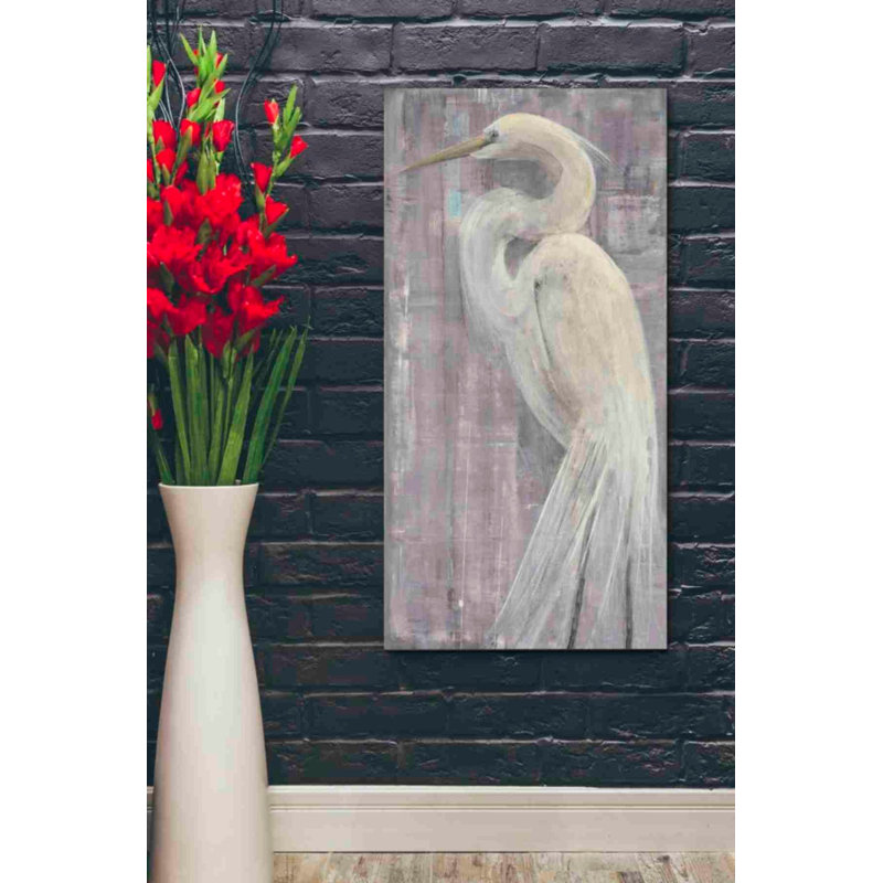 «Coastal Egret II Legs» par Albena Hristova, impression sur toile tendue, H 40 po x l 20 po x P 1,25 po