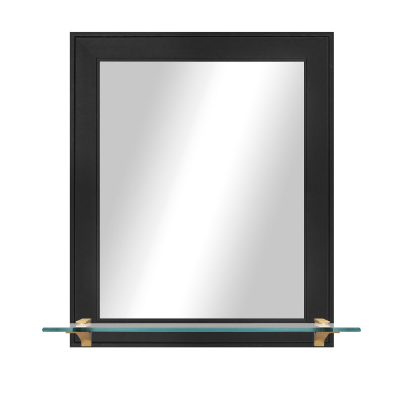 Kridia Flat Wall Mirror, Vertical, Gallery Black/Brass, 25.5" H x 21.5" W