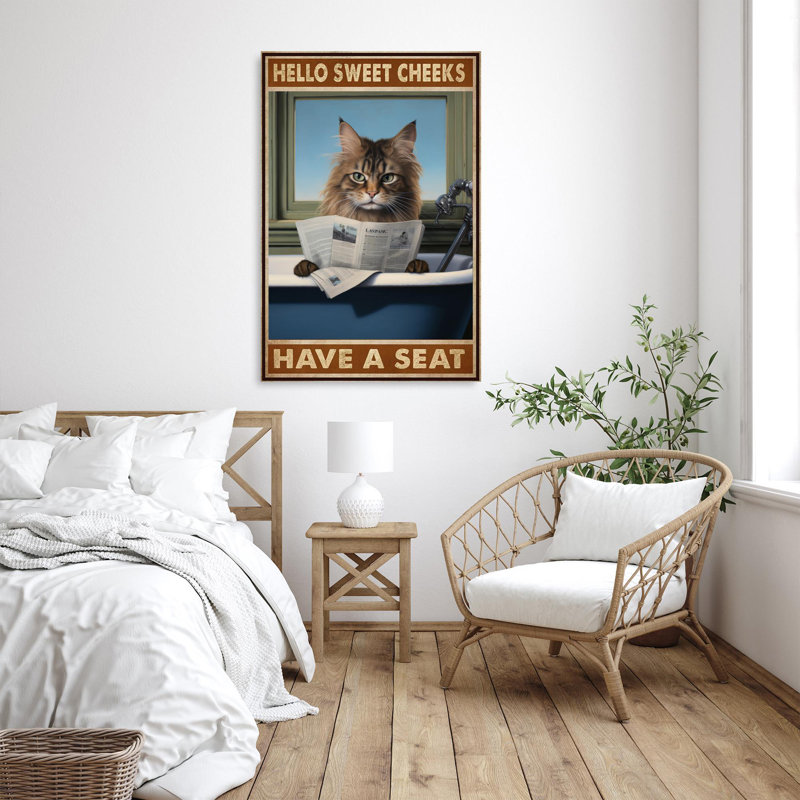 Chat dans une baignoire, avoir un siège sur toile, impression, H 36 po x l 24 po x P 1,25 po
