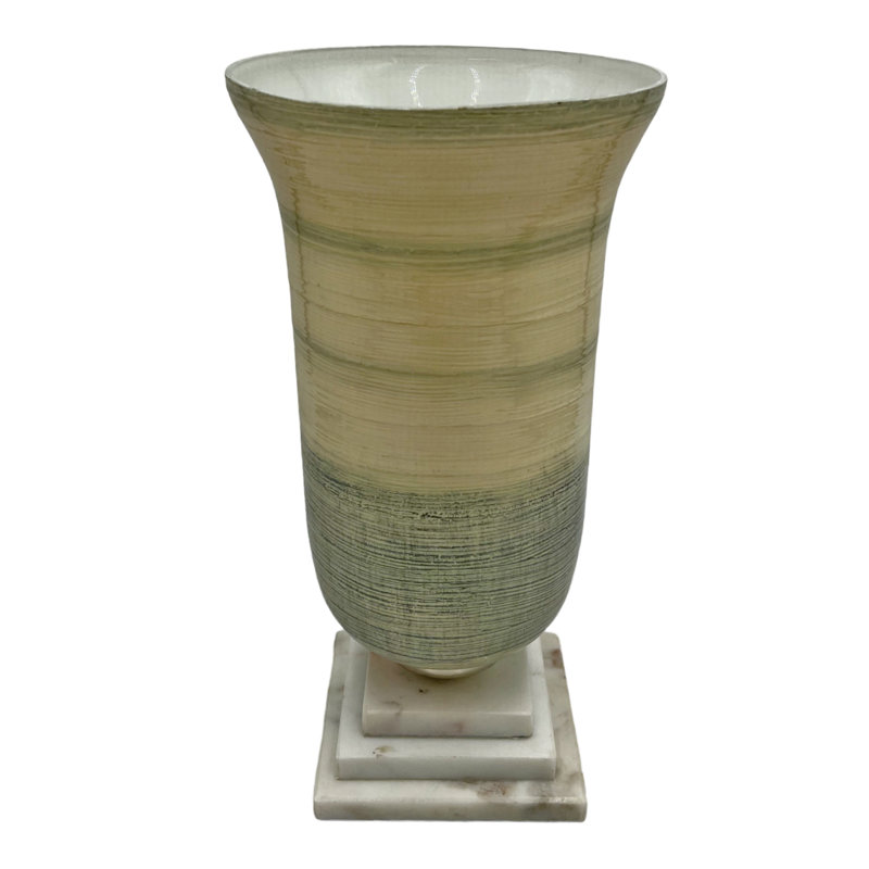 Santara Glass Aluminum and Stone Goblet Shaped Table vase for Flowers
