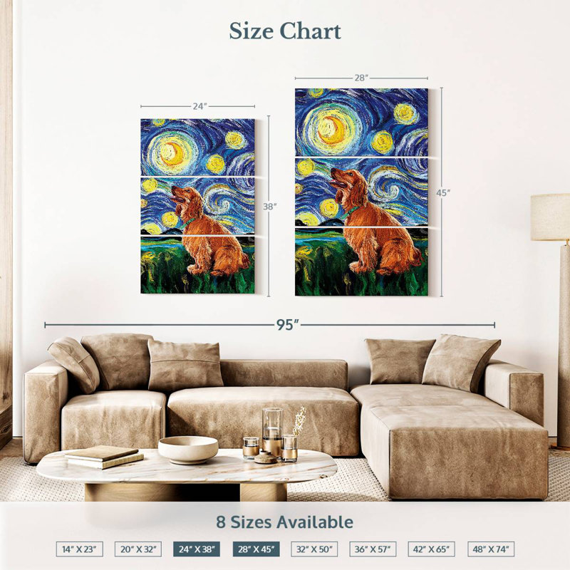 Brampt Cocker Spaniel Starry Night, 38" H x 24" W