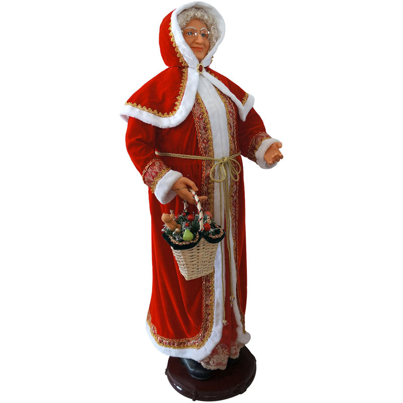 Fraser Hill Farm 58-in. Life-Size Dancing Mrs. Claus with Basket Animatronic Figurine