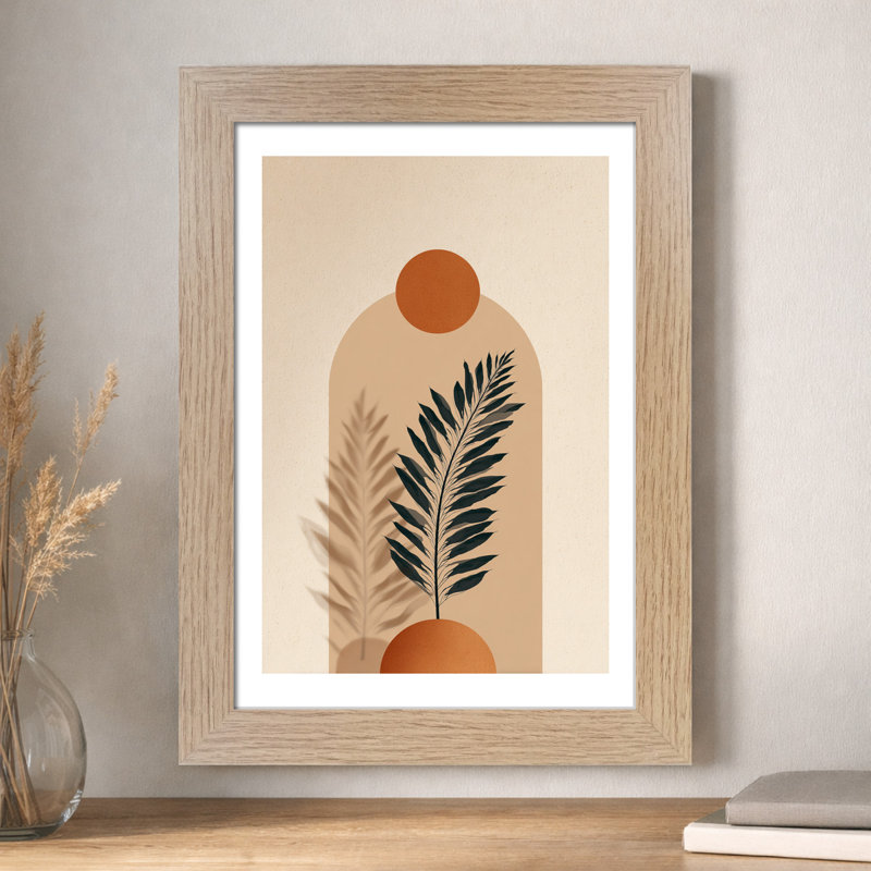 Scandinavian Fern Wall Art Home Decor, Minimal Botanical Giclee Art Print, Neutral Nordic Palette in Beige and Deep Green 1 Piece Wall Art
