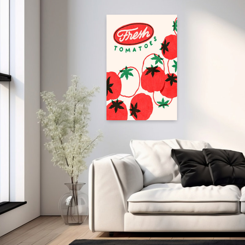 Tomates rouges fraîches, rétro, rétro, fruits, paysage, art mural, H 36 po x l 24 po