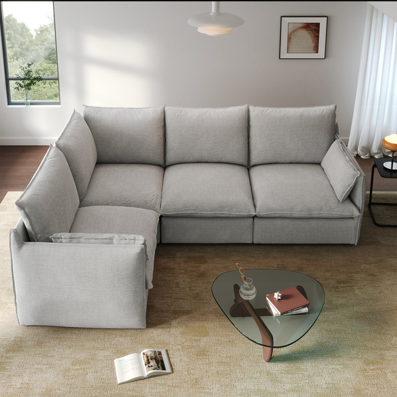 Canapé rembourré en nuage, canapé modulaire modulaire, canapé confort rembourré de duvet moderne avec housse amovible pour salon, siège profond