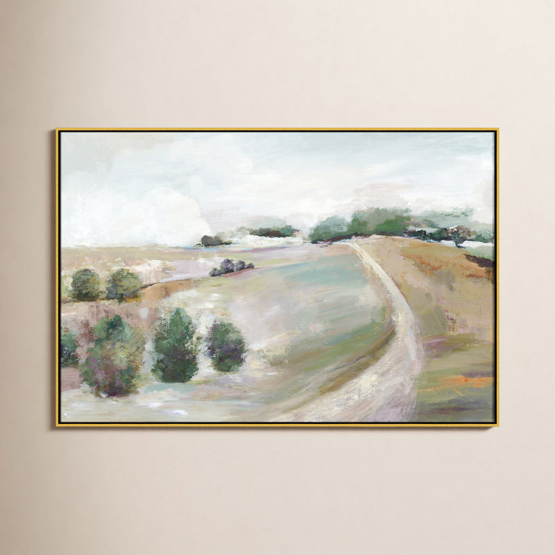 Kel Country Road Hill by Allison Pearce - Floater Frame Print on Canvas, 41.5" H x 61.5" W, Gold