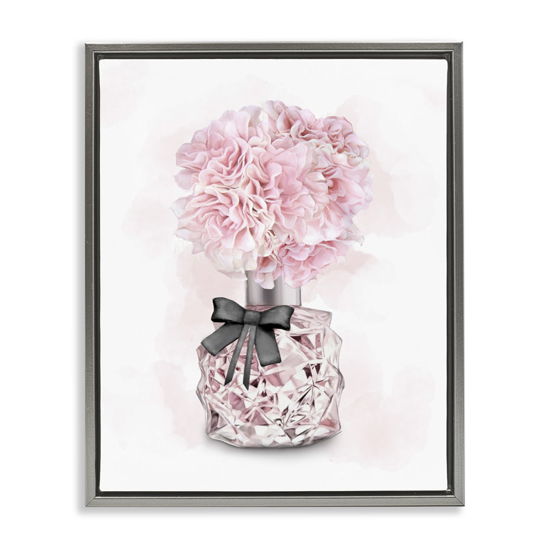 «Pink Flower Perfume Bouquet Grey», encadrée par Ziwei Li, Cadre flottant gris lustré, H 25 po x l 31 po