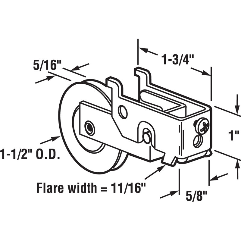 Prime-Line 1-1/2 in. Steel Ball Bearing Sliding Door Roller Assembly, for Ador and Hilite (Single Pack)