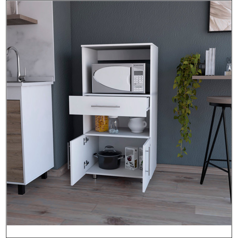 White Pantry Cabinet Microwave Stand