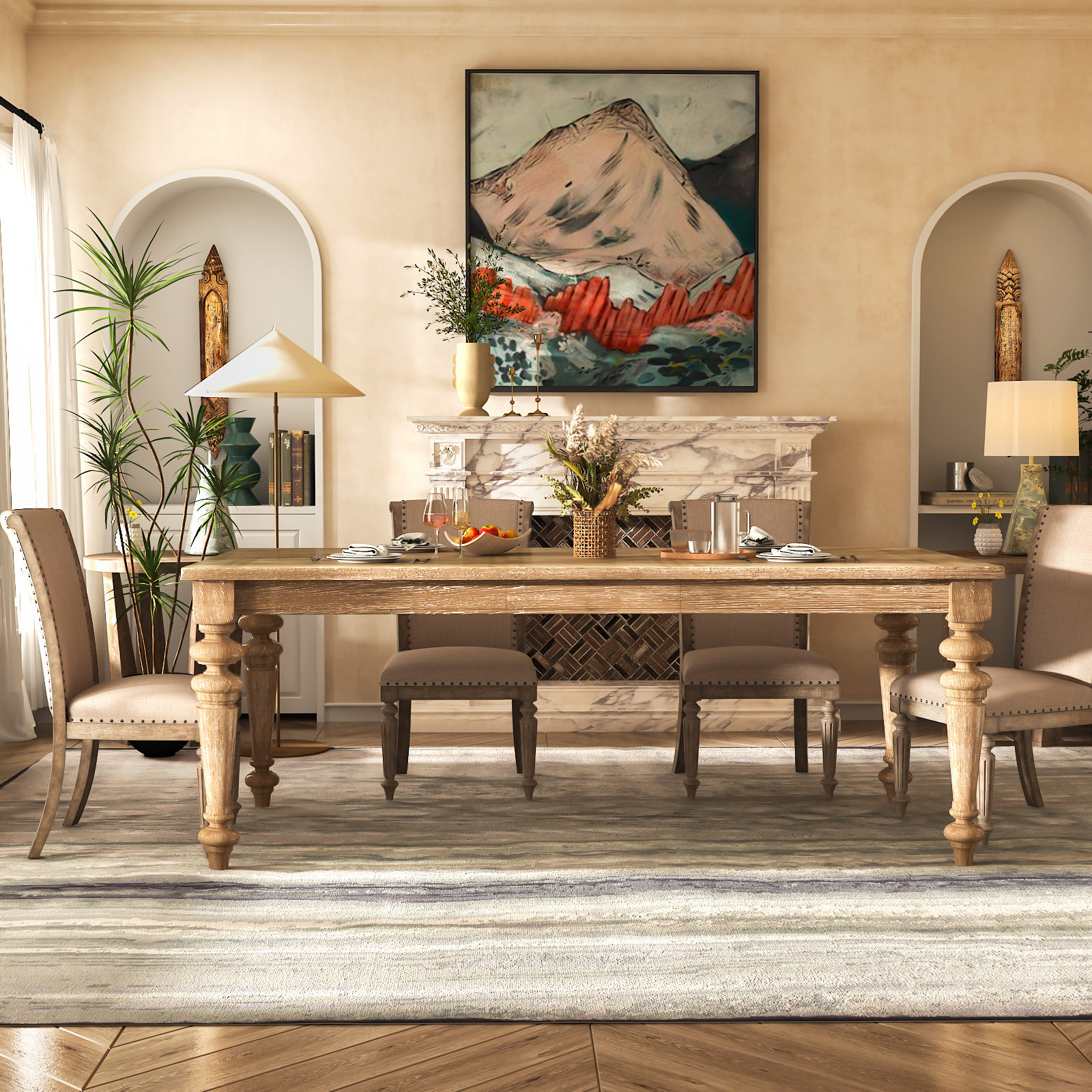 Crain 72" Extendable Dining Table, Brown, 30" H x 58" L x 38" W